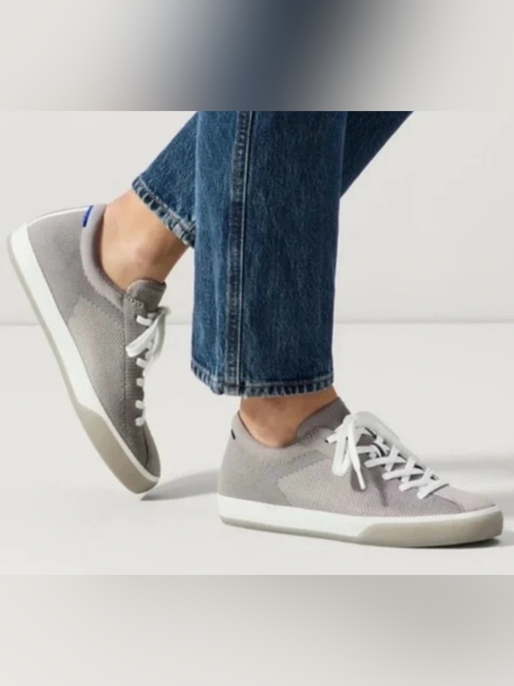 Rothy's Light Gray Knit Lace-Up Sneakers size 7